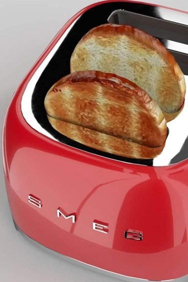 SMEG Kırmızı 4*1 Hazneli 50' Style Ekmek Kızartma Makinesi TSF03RDEU